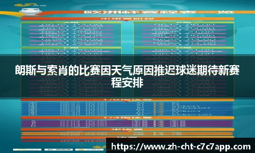 朗斯与索肖的比赛因天气原因推迟球迷期待新赛程安排